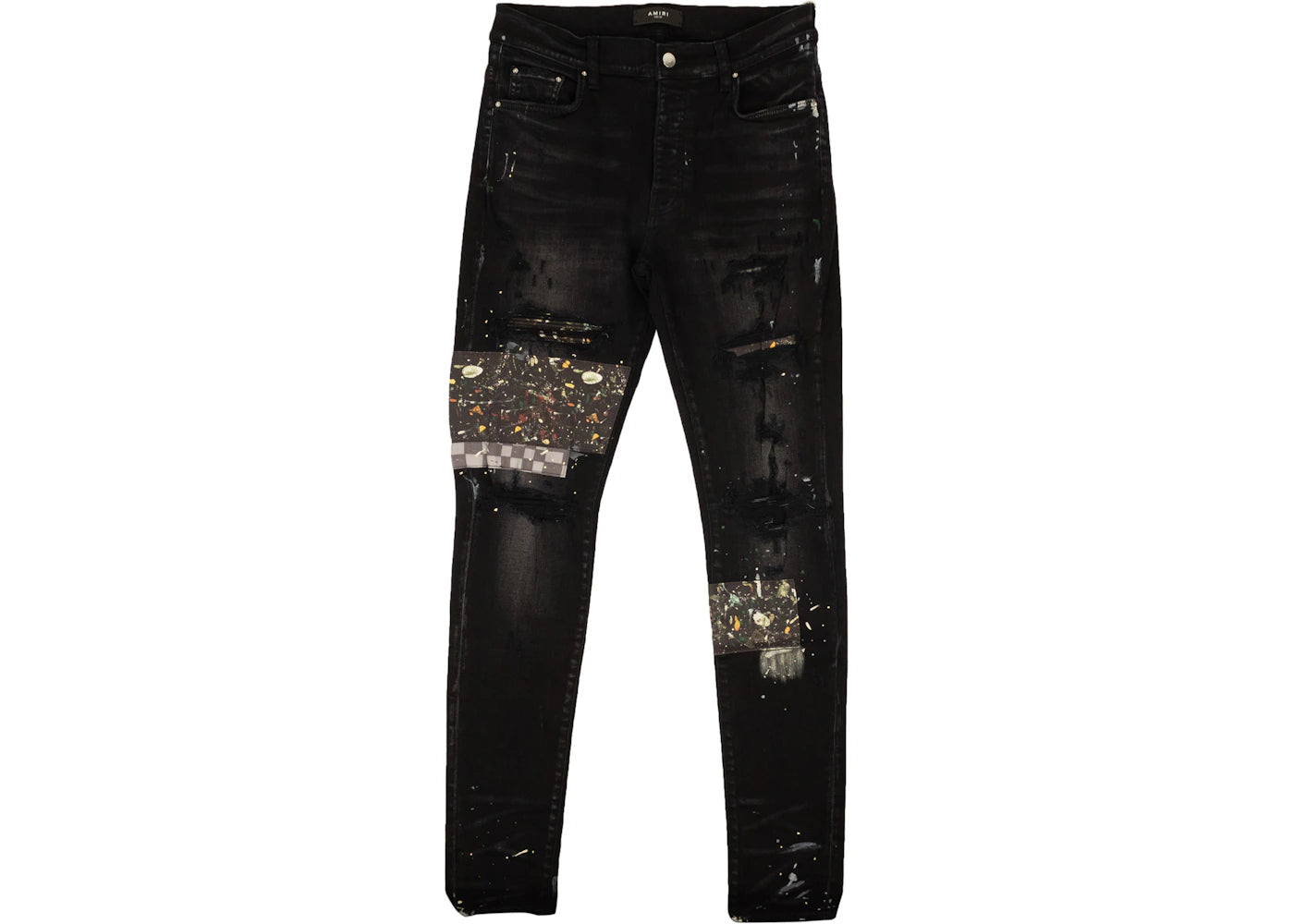 AMIRI Artpatch Checker Skinny Jeans Black