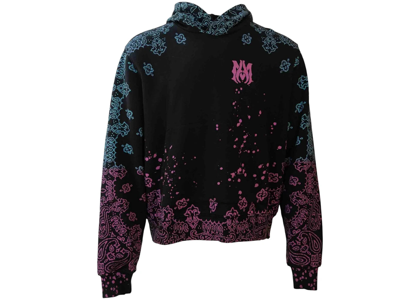 AMIRI Bandana Bleach All Over Hoodie Pink/Blue