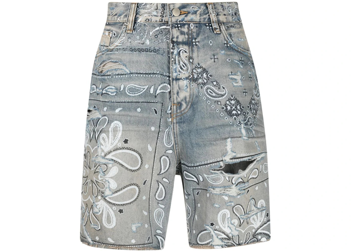 AMIRI Bandana Print Denim Shorts Clay Indigo