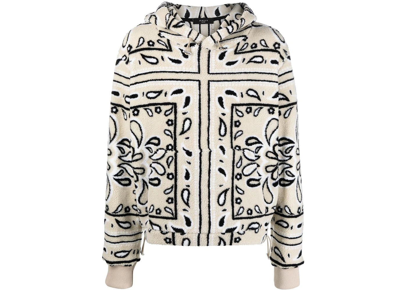 AMIRI Bandana Print Fleece Hoodie Natural