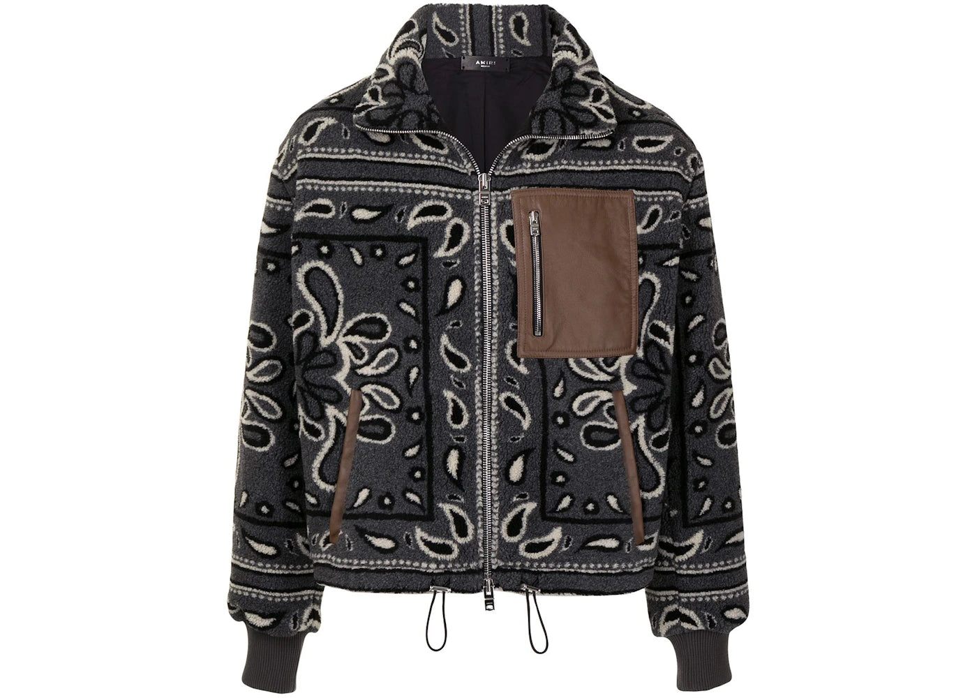 AMIRI Bandana Print Fleece Jacket Black