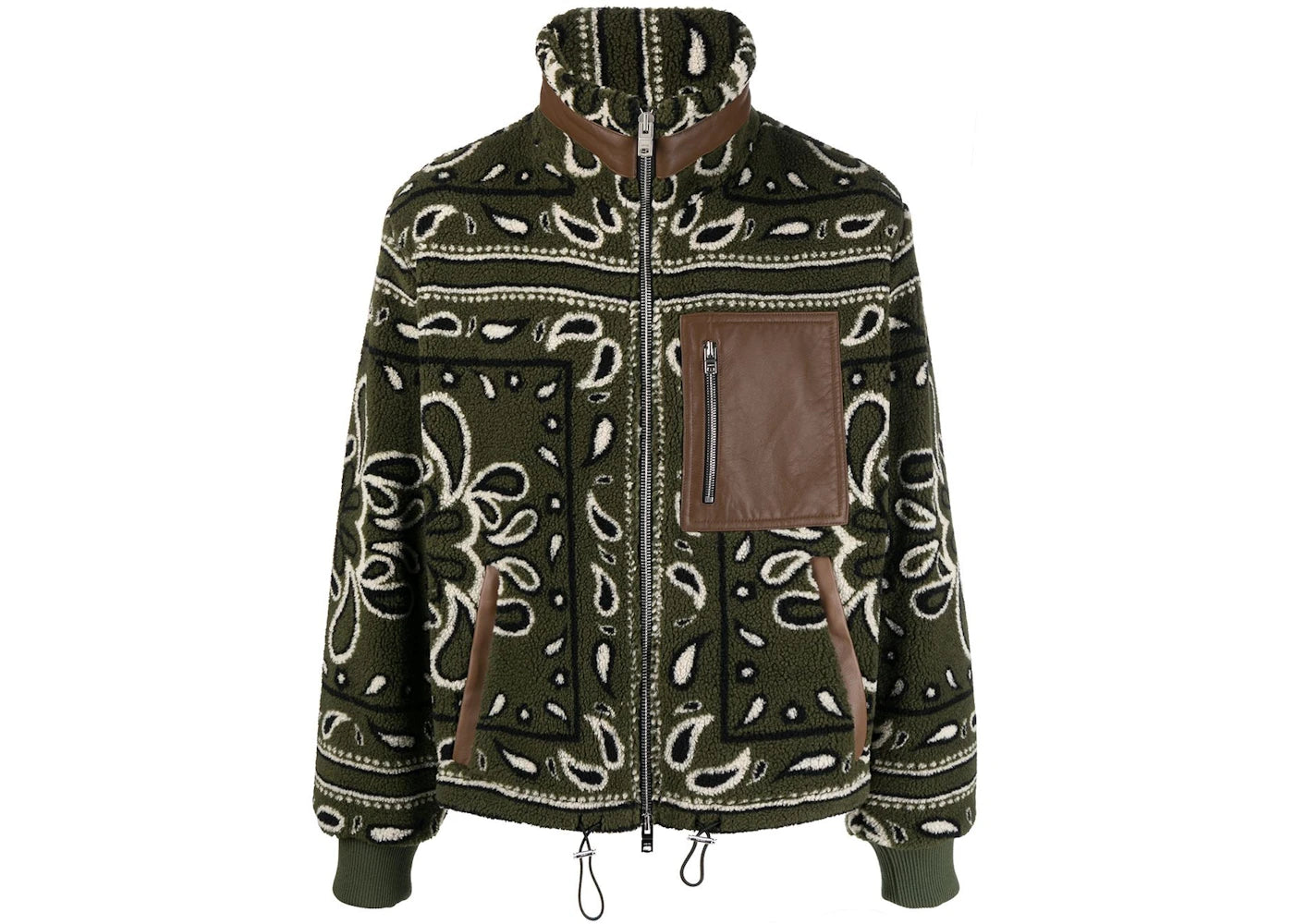 AMIRI Bandana Print Fleece Jacket Military Green