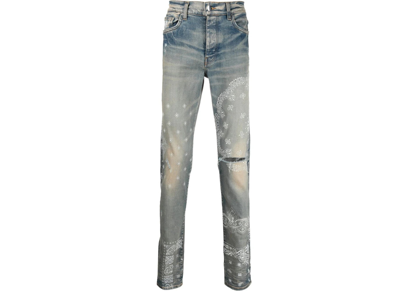 AMIRI Bandana Print Skinny Jeans Clay Indigo