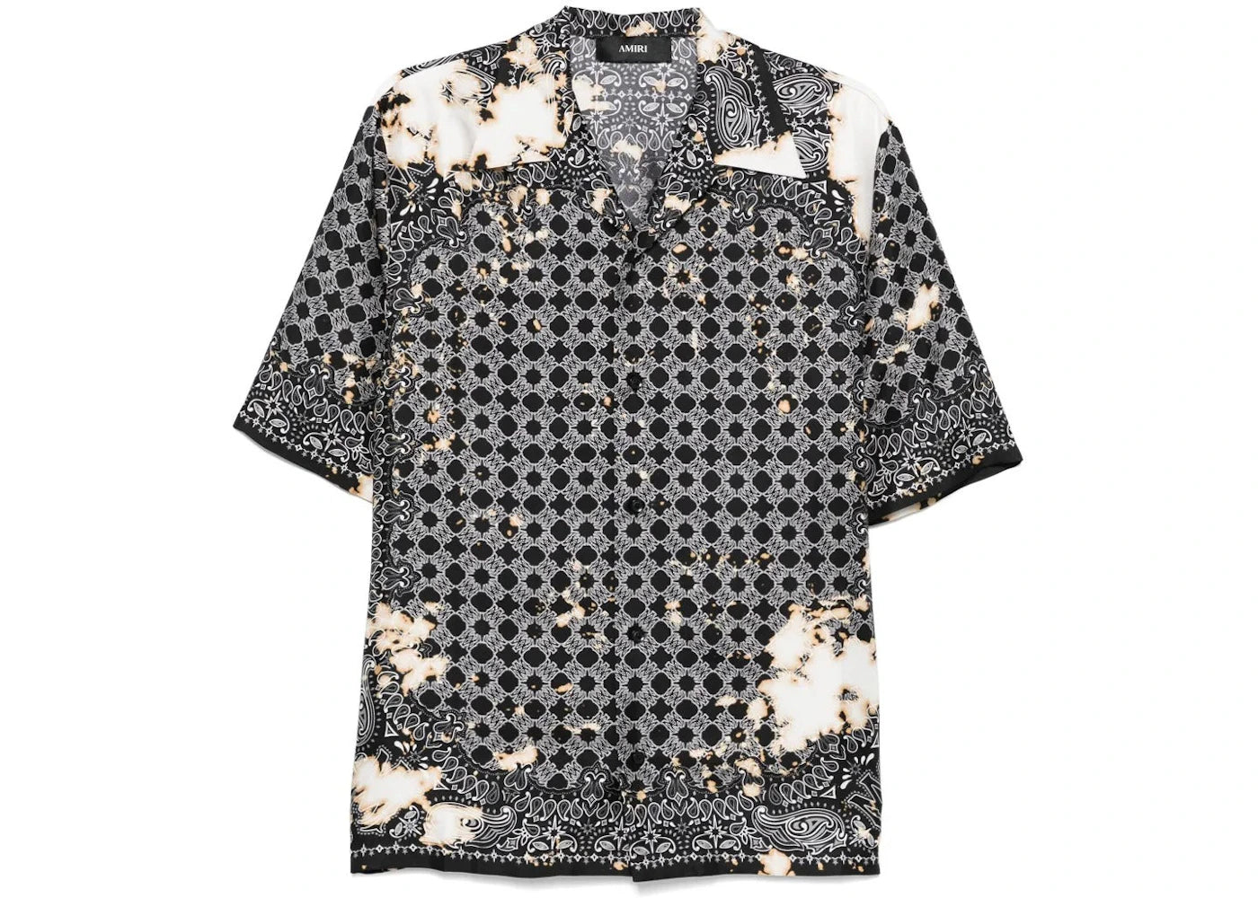 AMIRI Bleach Bandana Bowling Shirt Black
