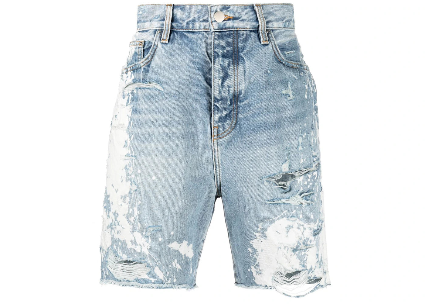 AMIRI Bleached Distressed Painter Shorts Clay Indigo