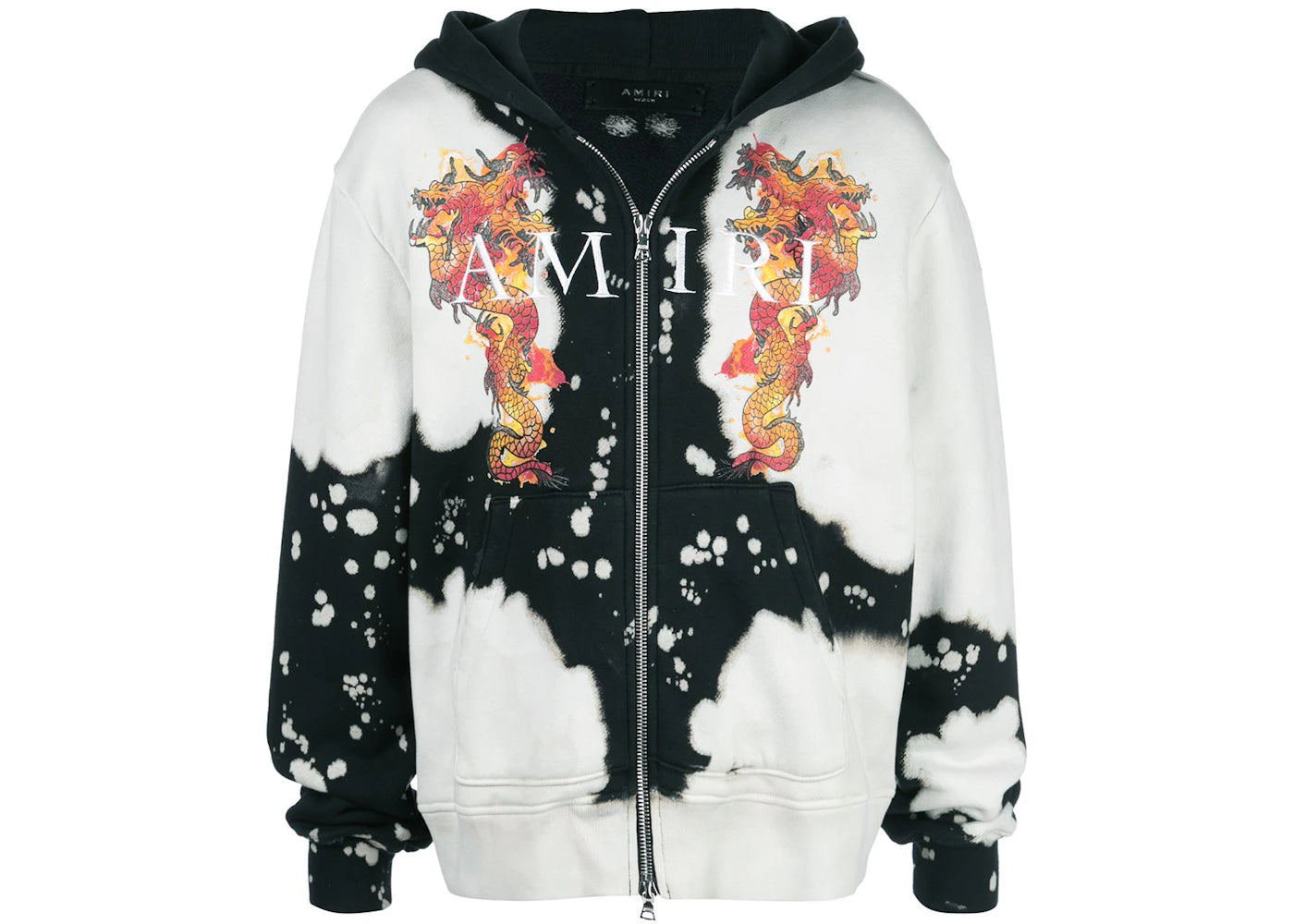 AMIRI Bleached Dragon Zip Hoodie White/Black