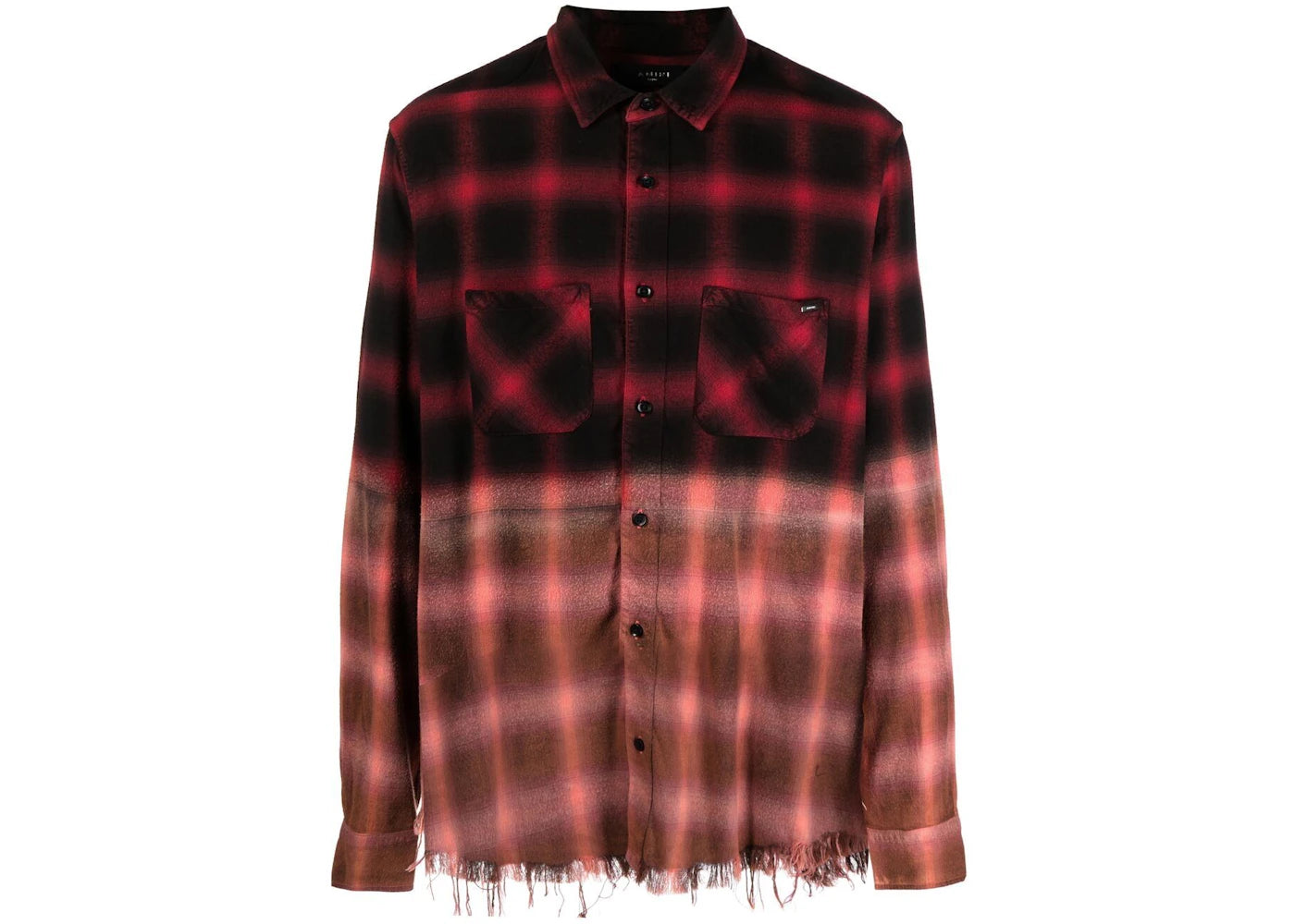 AMIRI Bleached Shadow Plaid Shirt Red