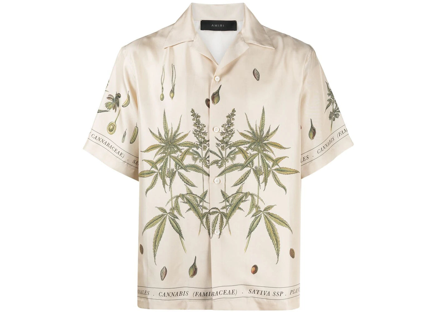 AMIRI Botanical Leaves Silk Shirt Cream