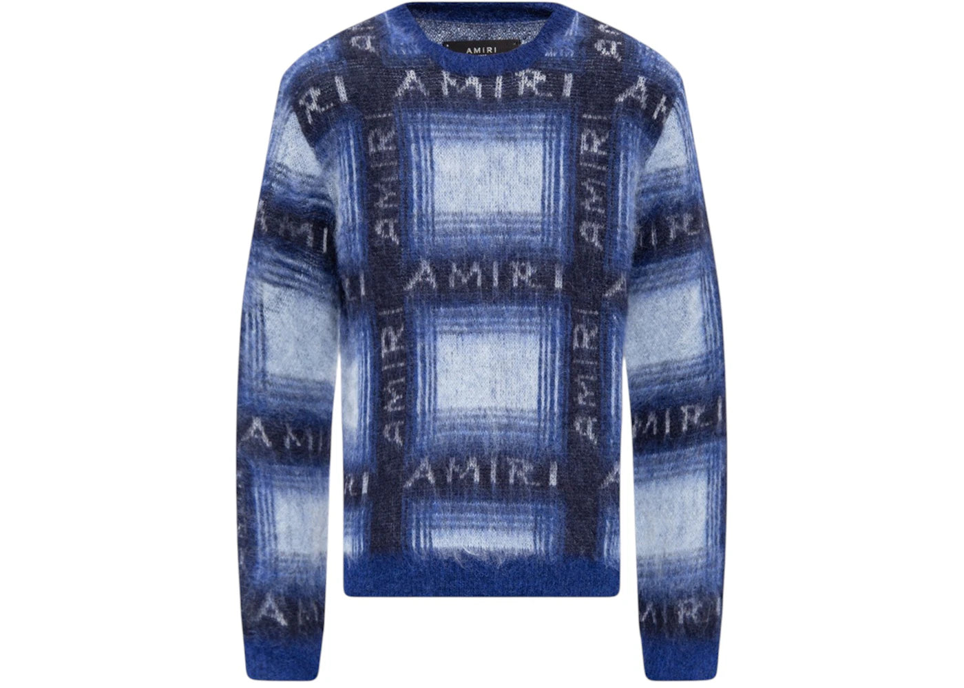 AMIRI Brushed Mohair Plaid Shirt Blue