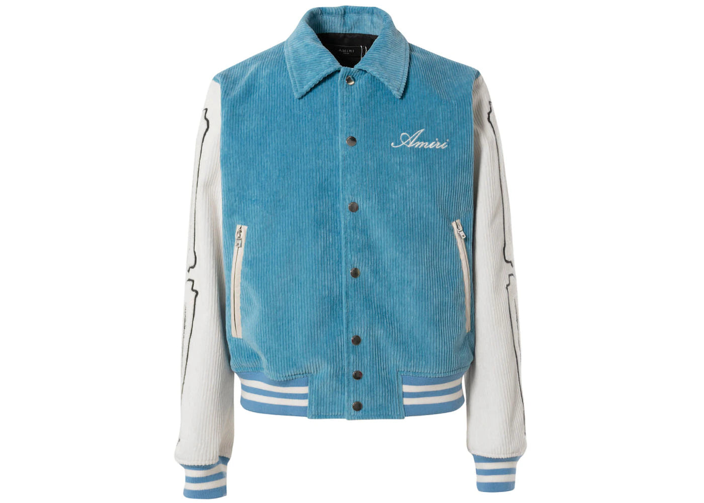 AMIRI Corduroy Bones Varsity Jacket Carolina Blue