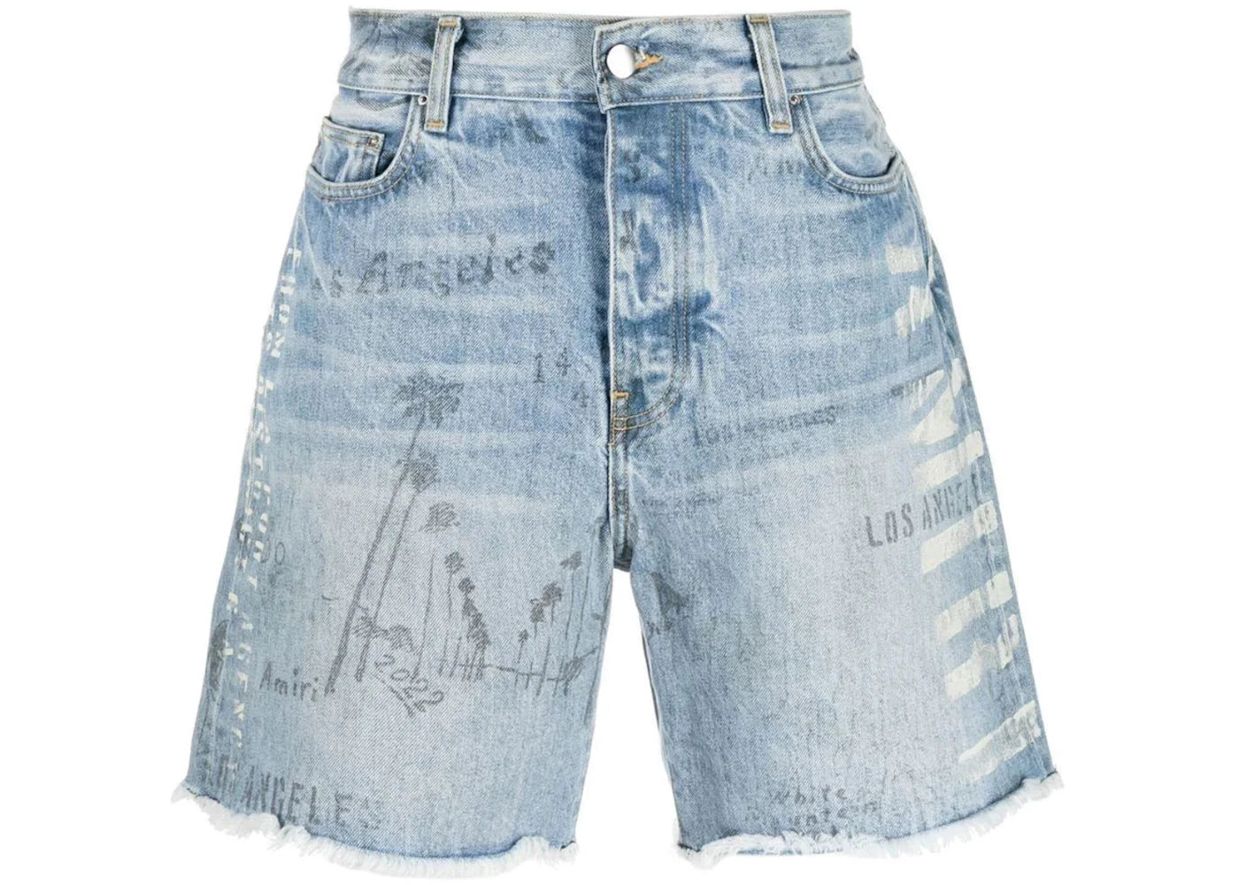 AMIRI Cut Off Denim Shorts Light Indigo