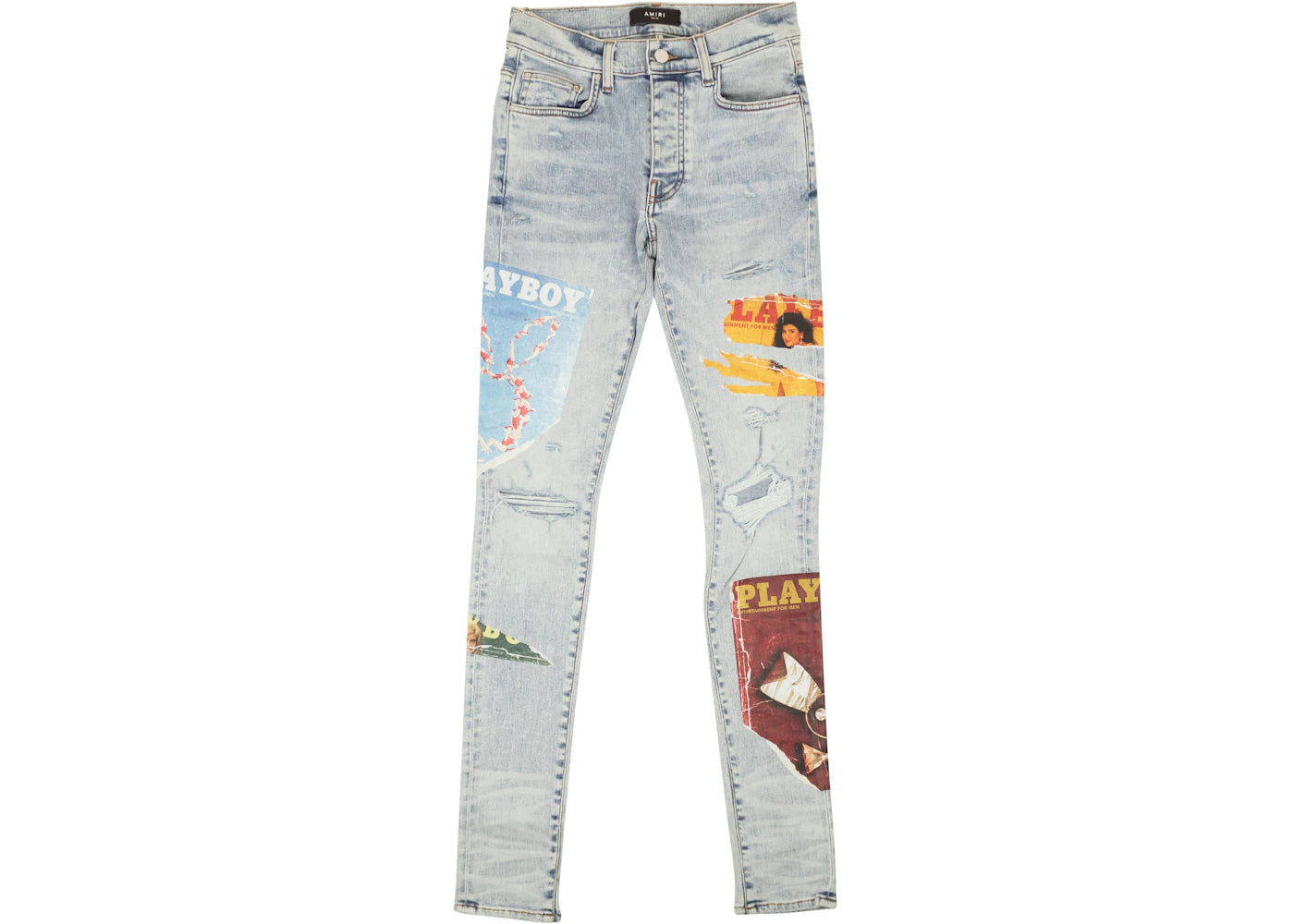 AMIRI Denim Playboy Magazine Skinny Jeans Blue