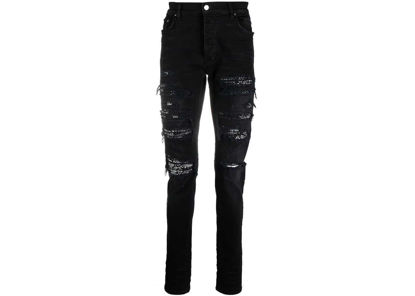 AMIRI Distressed Bandana Slim-Fit Jeans Black