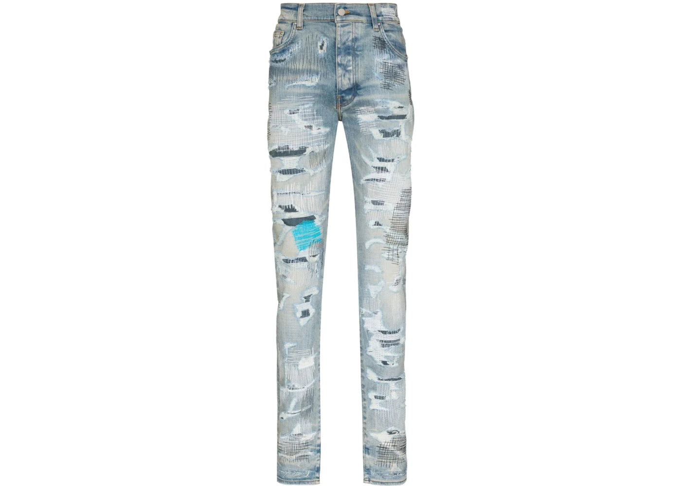 AMIRI Distressed Effect Skinny Jeans Light Indigo Blue