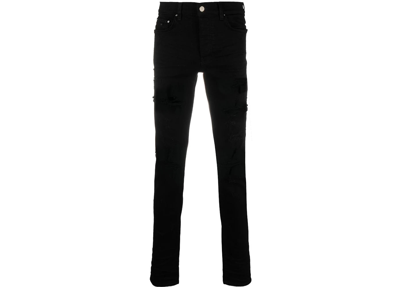 AMIRI Distressed Mid-Rise Skinny Jeans Black