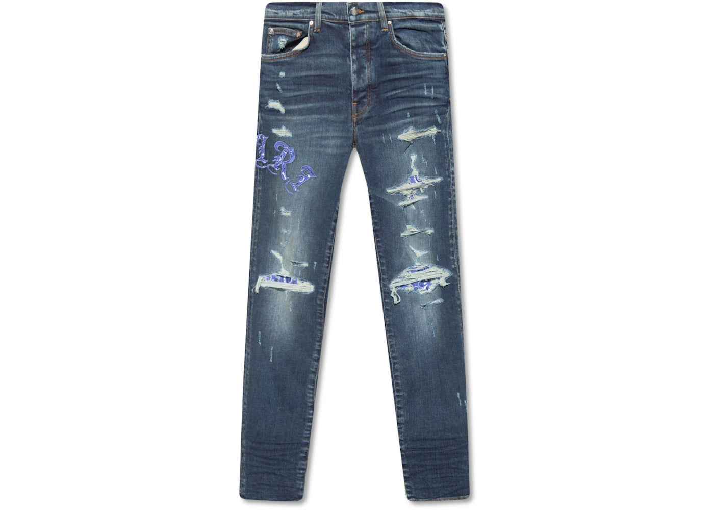 AMIRI Distressed Skinny Jeans Blue