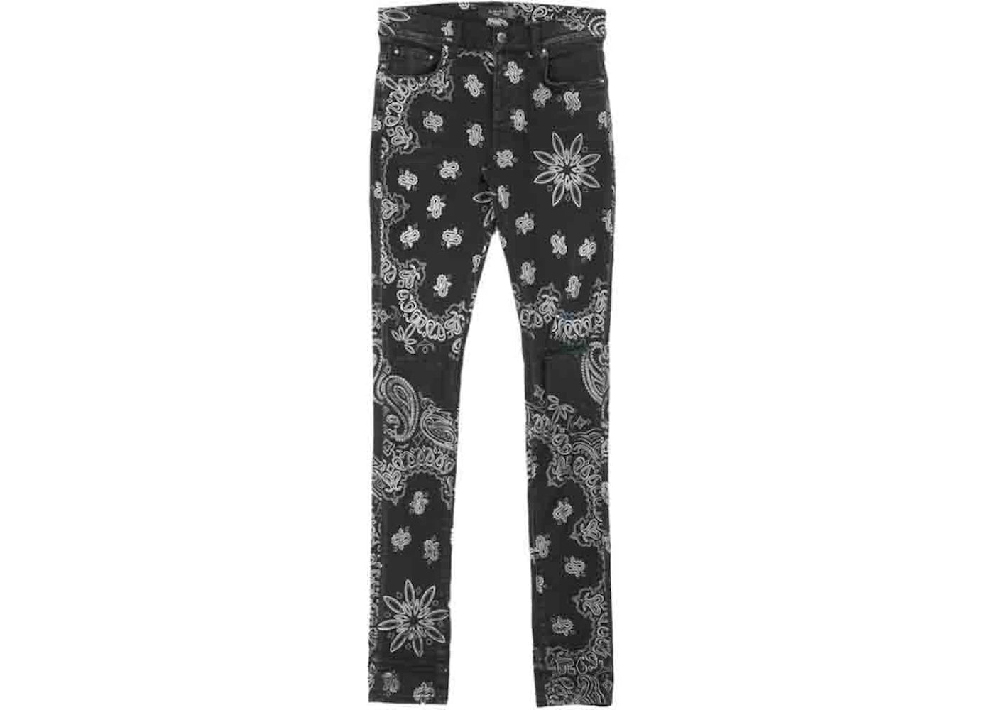 AMIRI Flocked Paisley Bandana Jean Aged Black