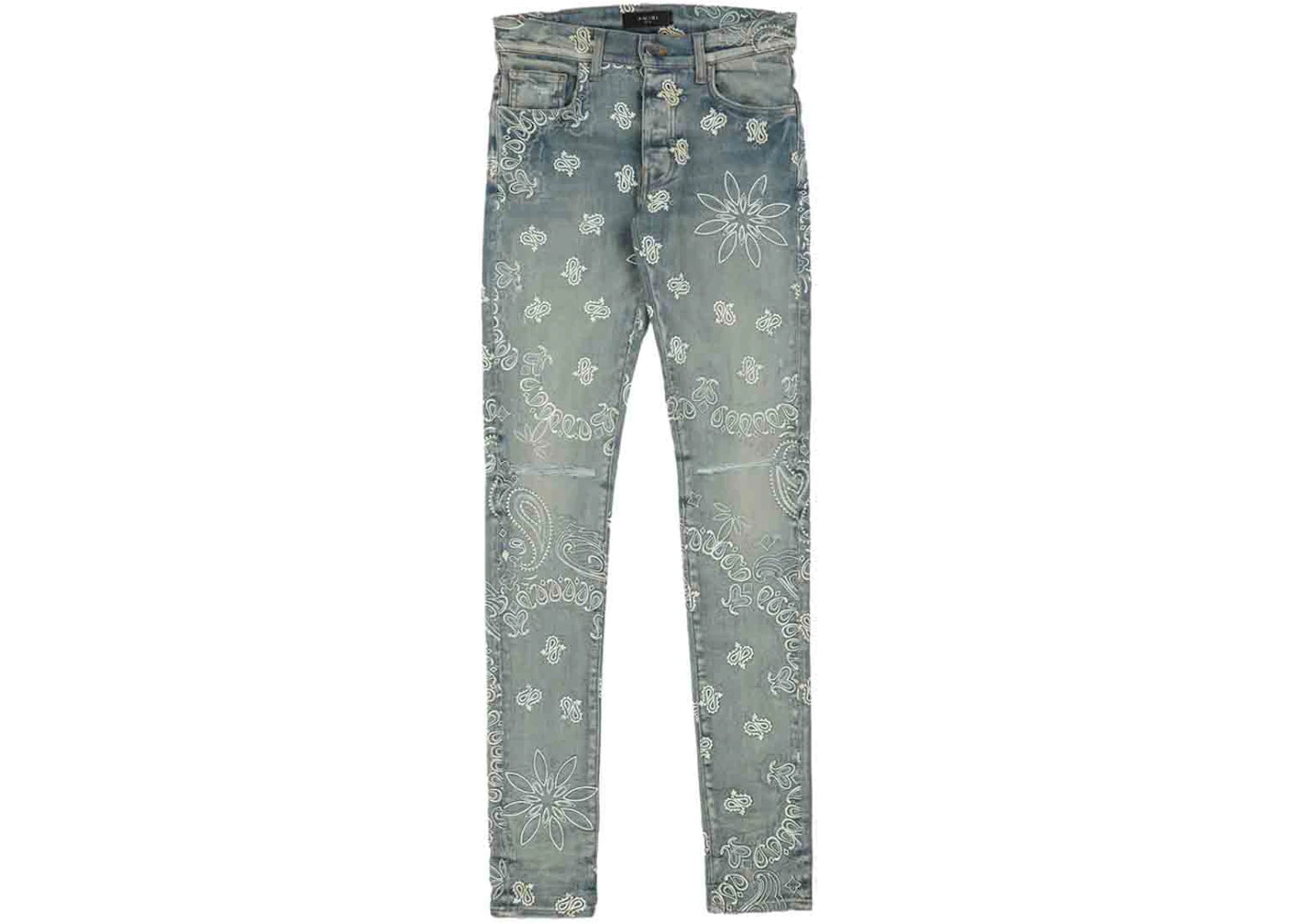 AMIRI Flocked Paisley Bandana Jean Clay Indigo