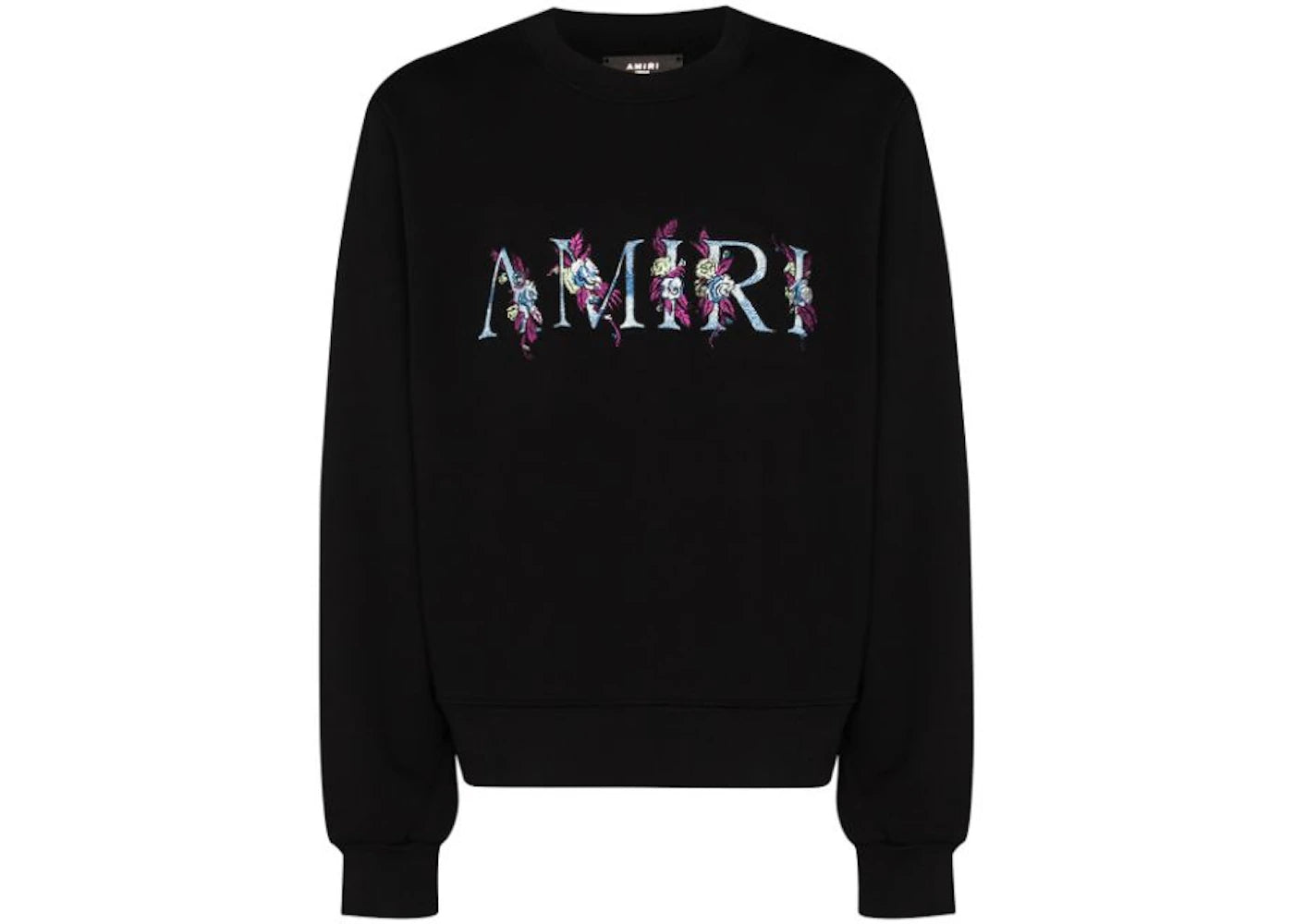 AMIRI Floral Logo Crew Black