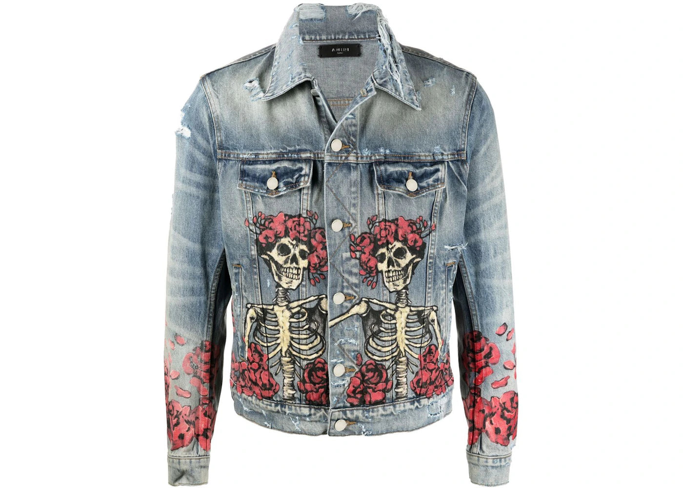 AMIRI Grateful Dead Distressed Denim Jacket Blue