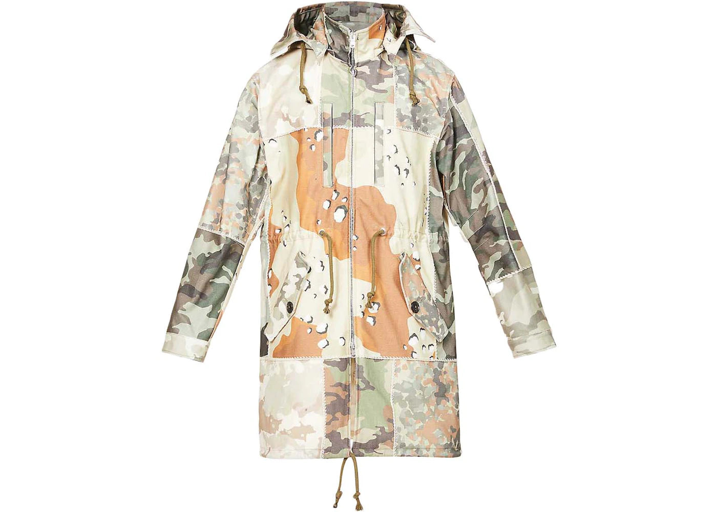 AMIRI Hooded Camo Print Cotton Parka Green