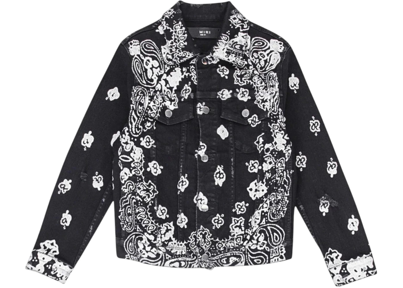 AMIRI Kids' Bleach Bandana Trucker Jacket Black