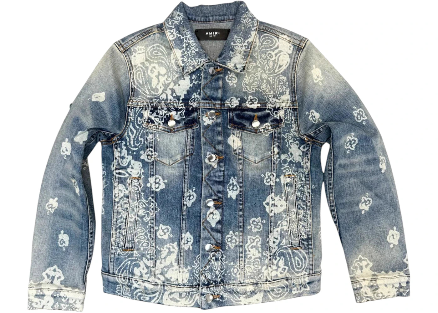 AMIRI Kids' Bleach Bandana Trucker Jacket Clay Indigo