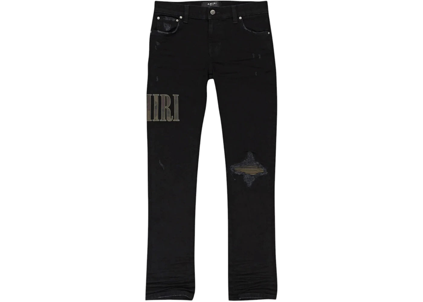 AMIRI Kids' Camo Applique Denim Jeans Black