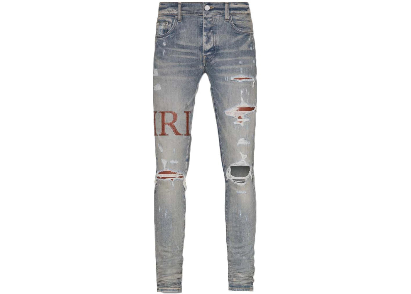 AMIRI Leather Stitch Logo Clay Indigo Jean Blue