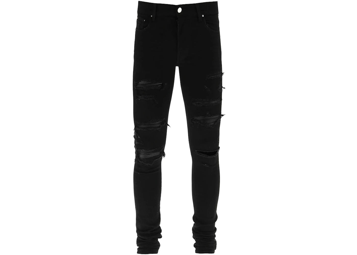 AMIRI Leather Thrasher Skinny Jeans Black