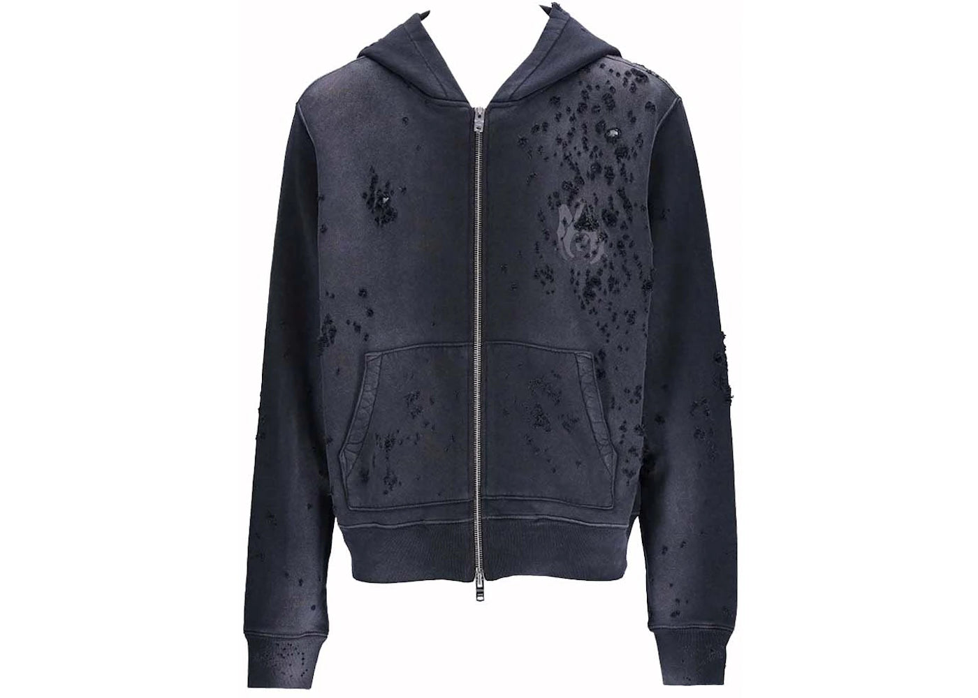 AMIRI MA Logo Shotgun Zip Hoodie Faded Black