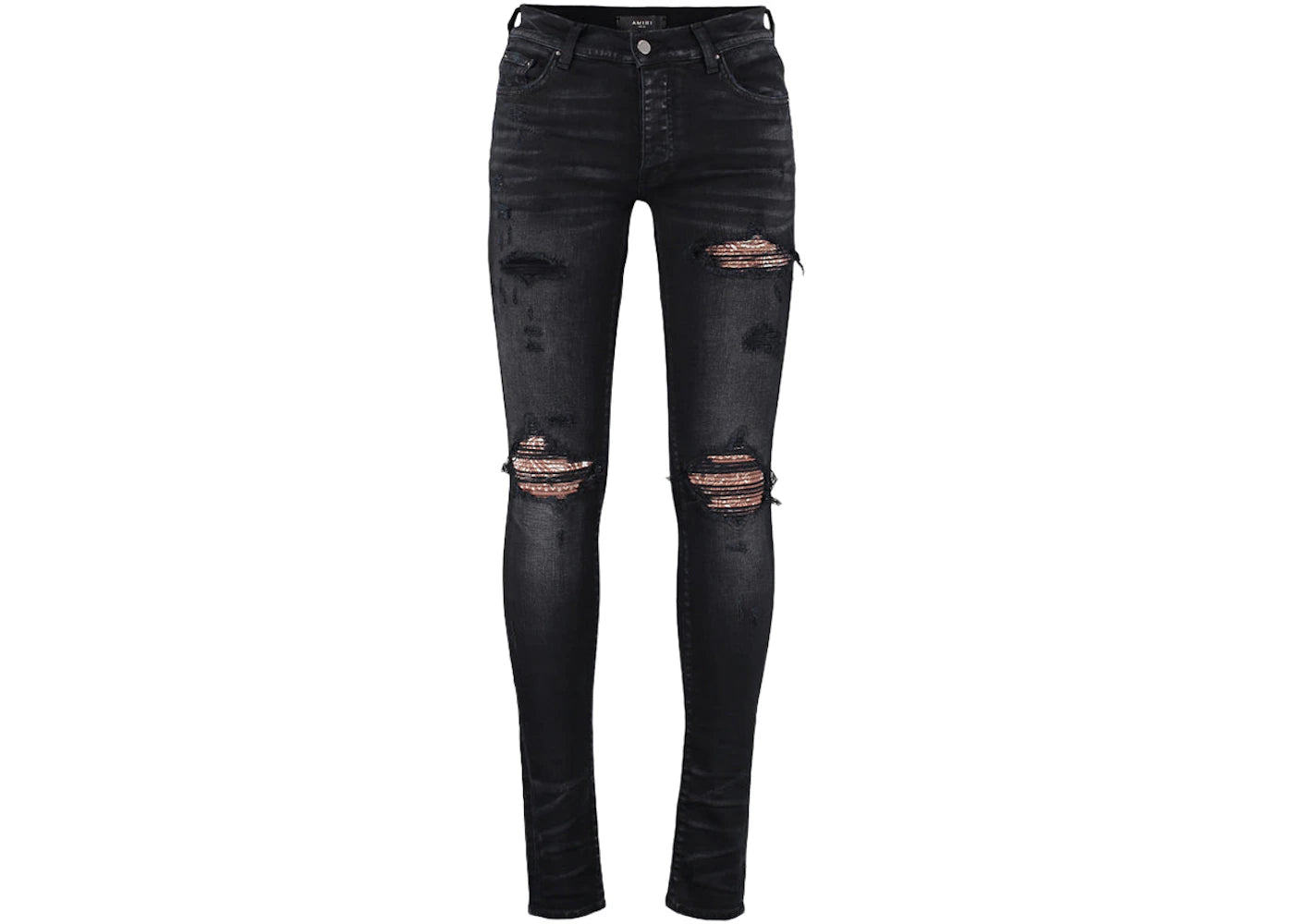 AMIRI MX1 Bandana Destroyed Skinny Fit Jeans Black/Brown