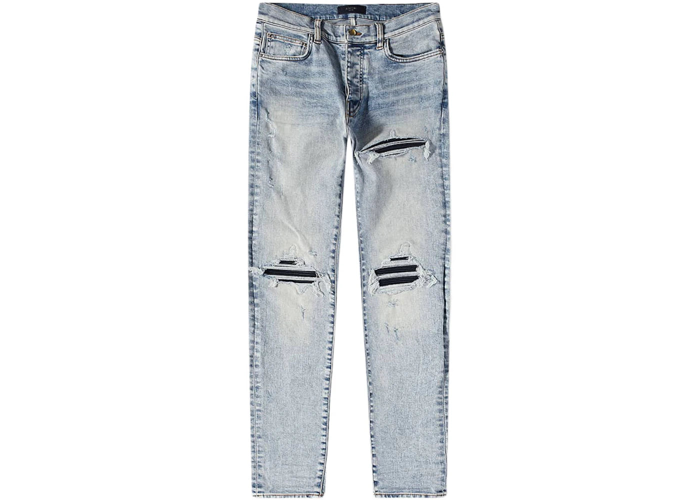 AMIRI MX1 Leather Detail Skinny Jeans Stone Indigo