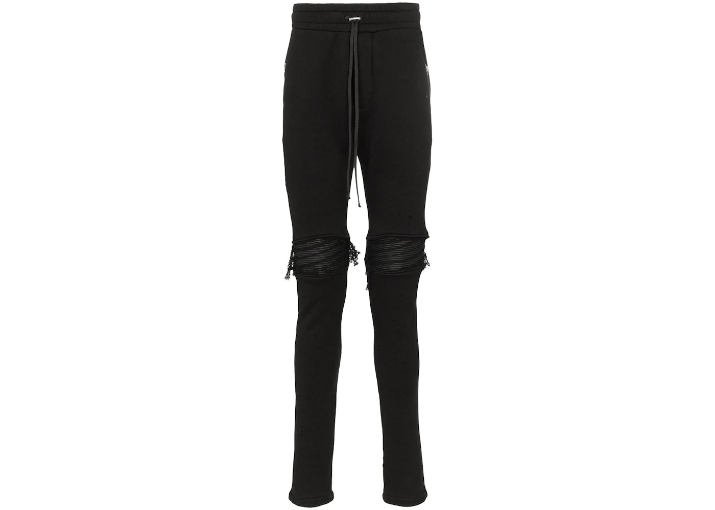 AMIRI MX1 Moto Distressed Leather Knee Sweatpants Black