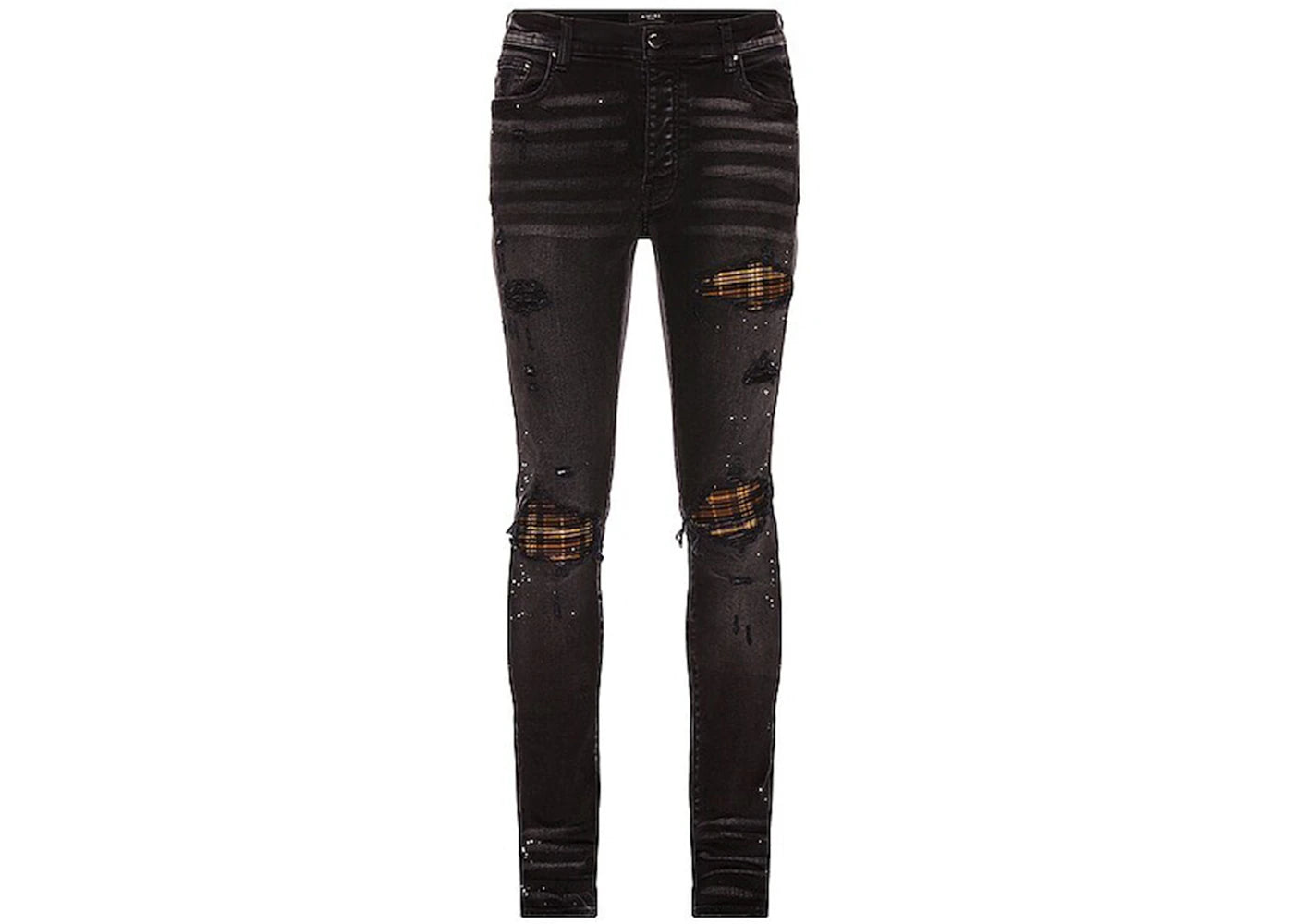 AMIRI MX1 Plaid Skinny Fit Jeans Aged Black