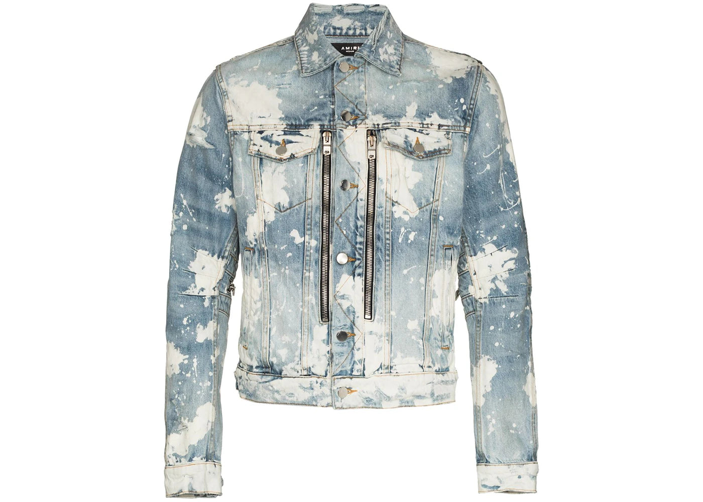 AMIRI MX2 Trucker Bleached Denim Jacket Blue