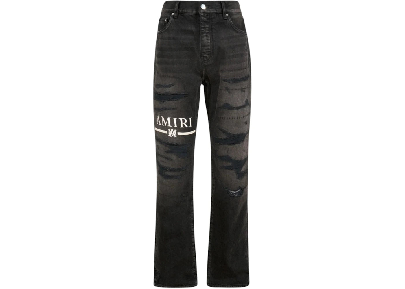 AMIRI Ma Bar Logo Straight Fit Aged Jeans Black