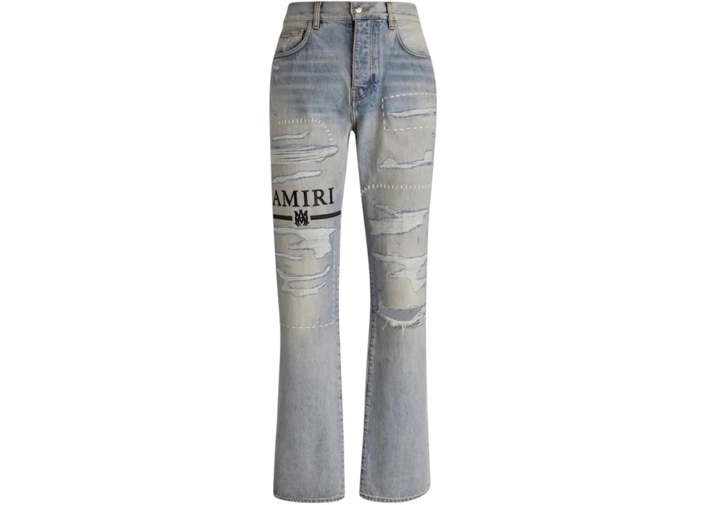 AMIRI Ma Bar Logo Straight Fit Stone Indigo Blue Jeans Blue