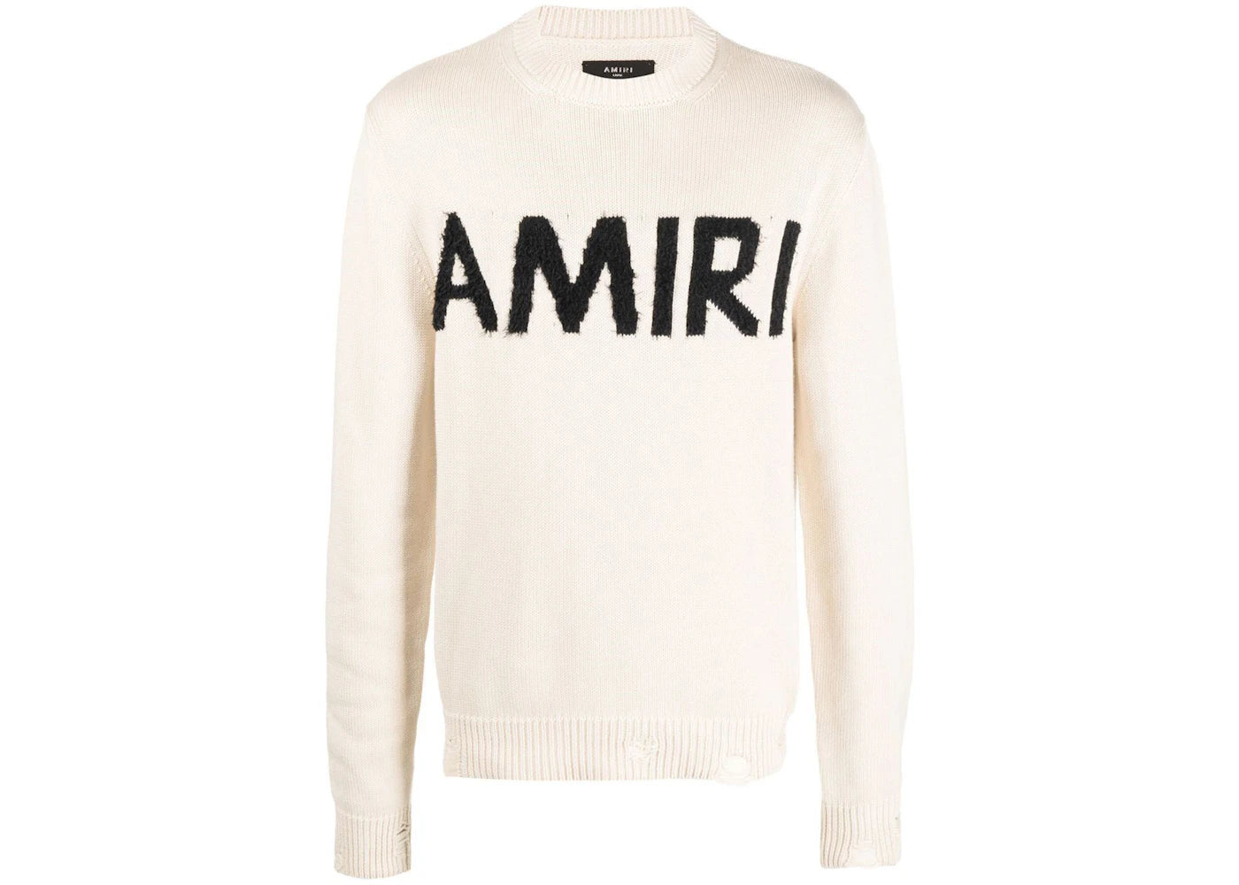 AMIRI Monogram Intarsia Crewneck Sweater Cream