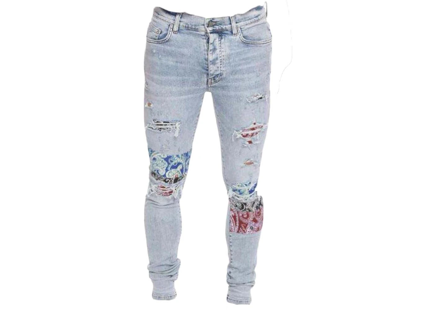 AMIRI Pajama Art Patch Jeans Light Blue