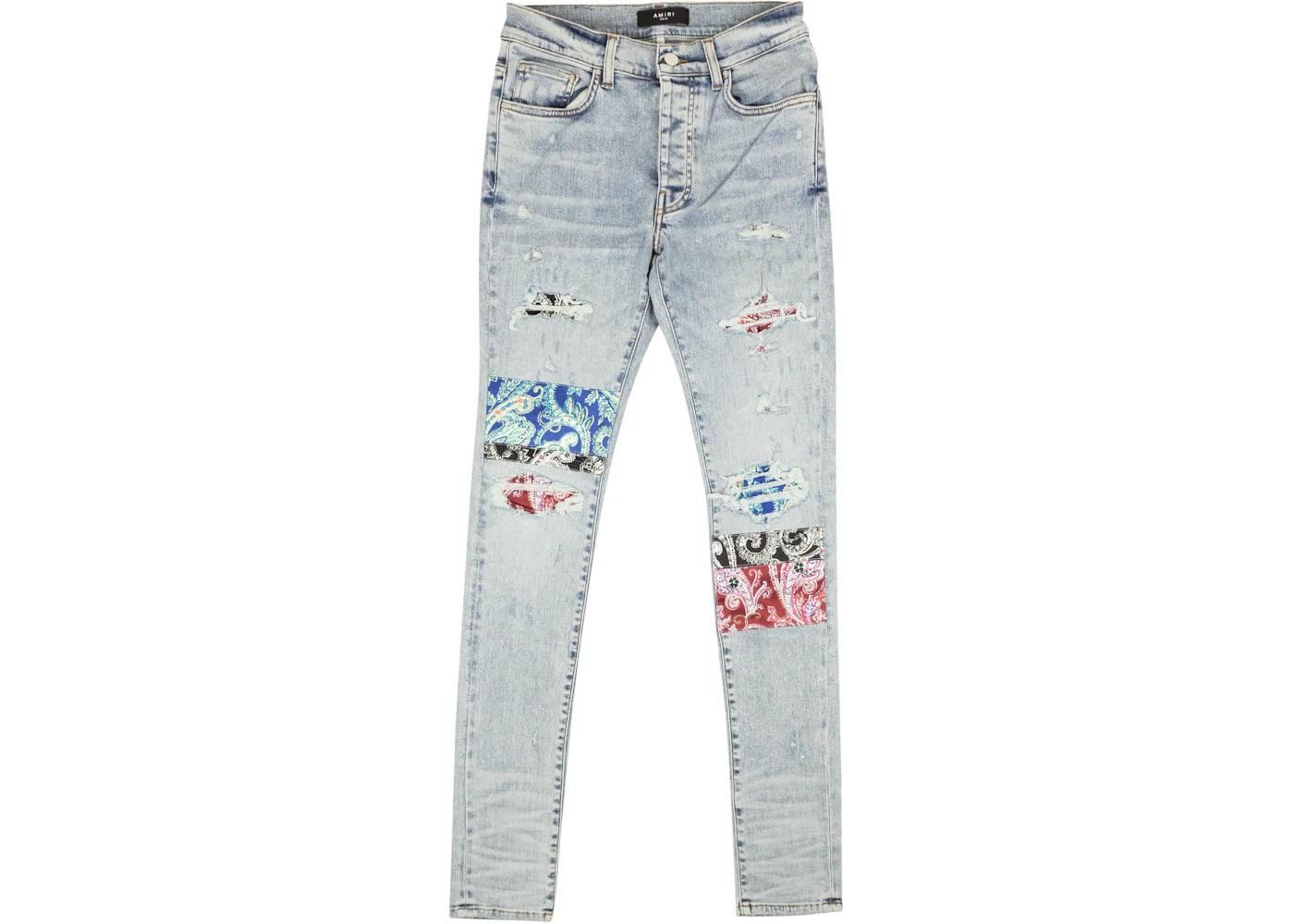 AMIRI Pajama Art Patch Skinny Jeans Blue