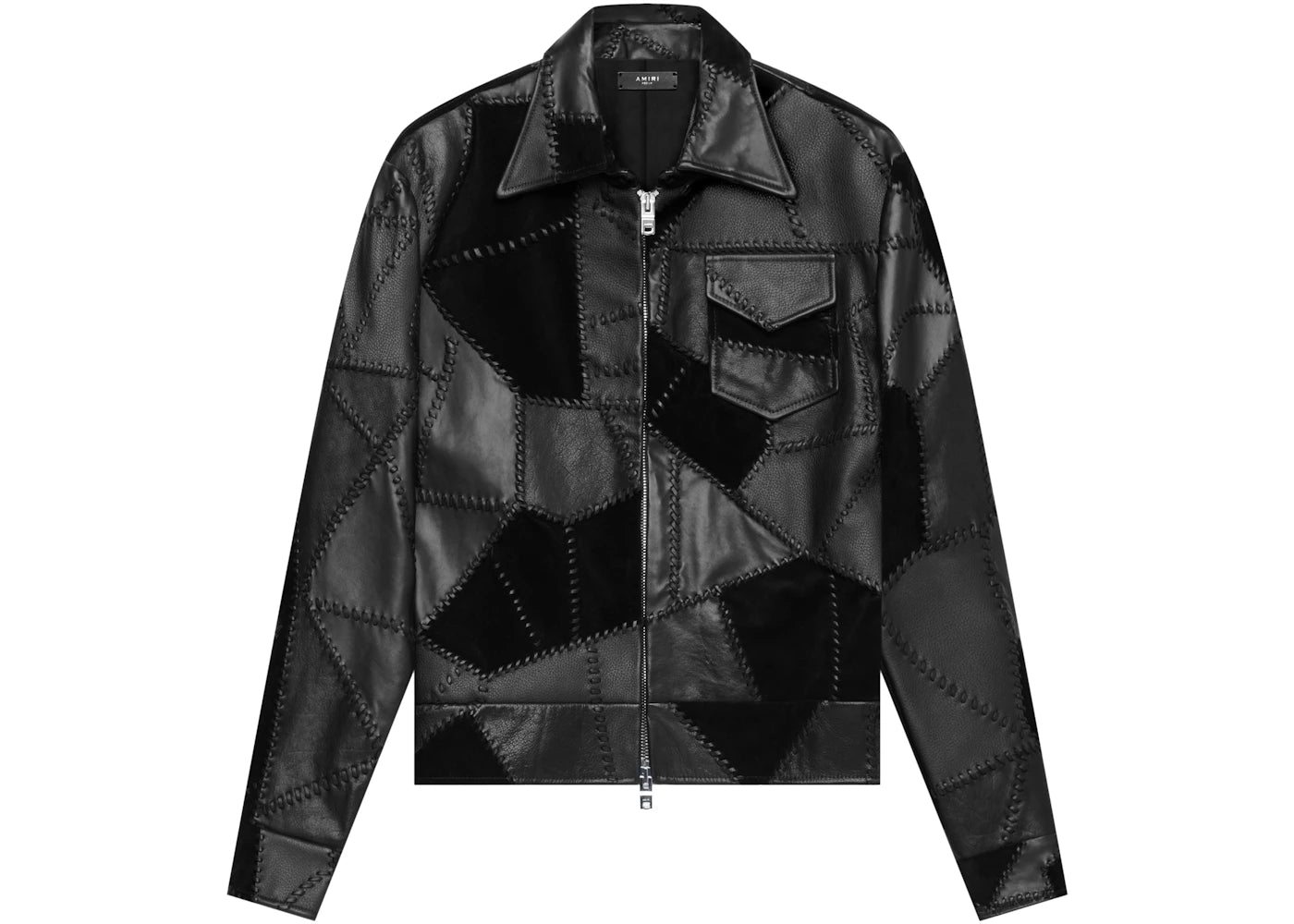 AMIRI Patchwork Leather Jacket Black