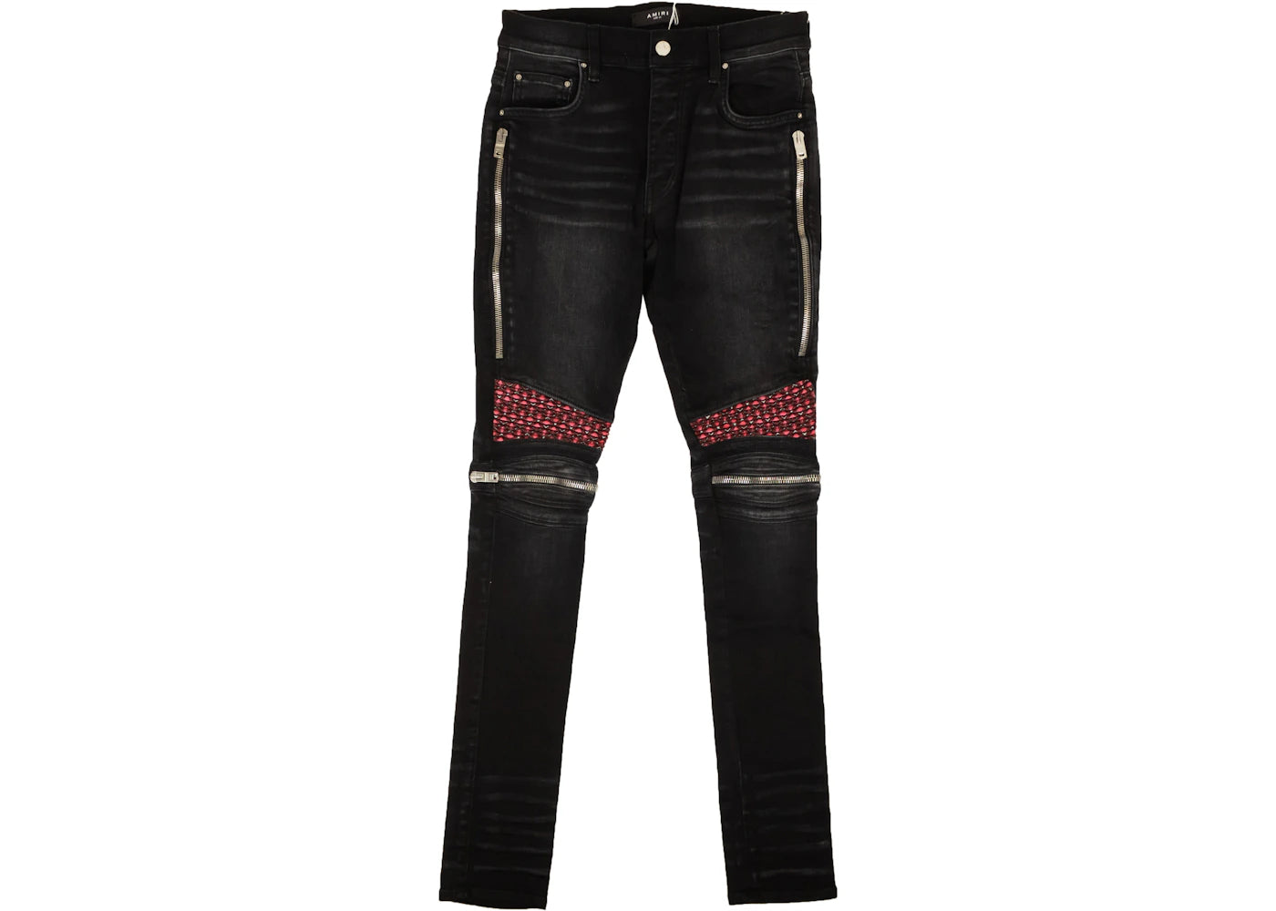 AMIRI Pink Velvet PJ MX2 Skinny Jeans Black