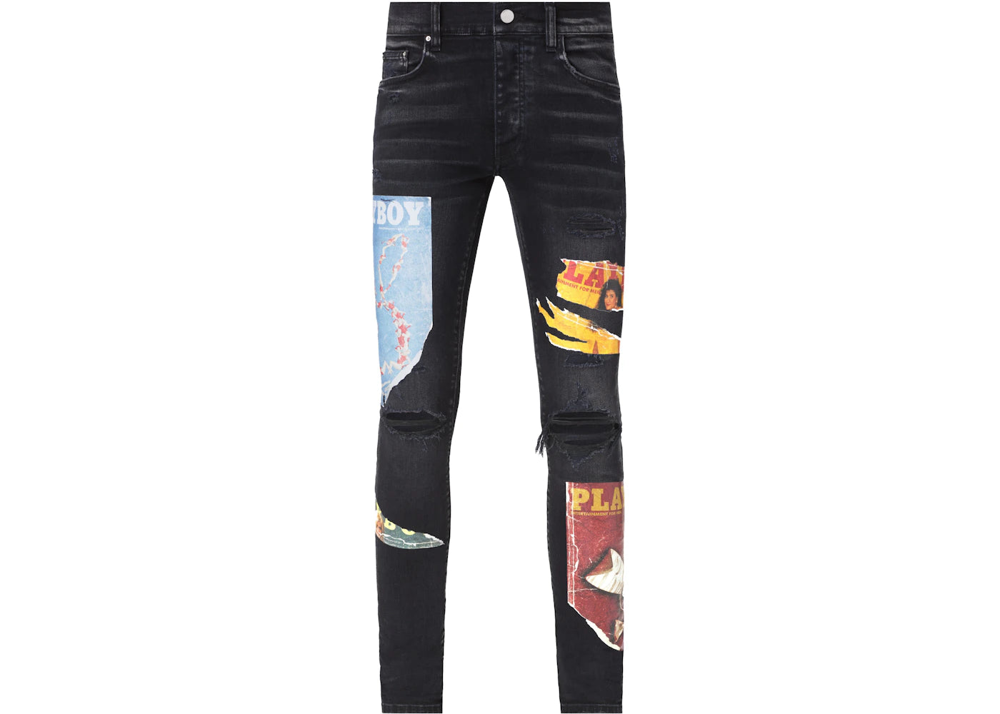 AMIRI Playboy Magazine Skinny Jean Aged Black