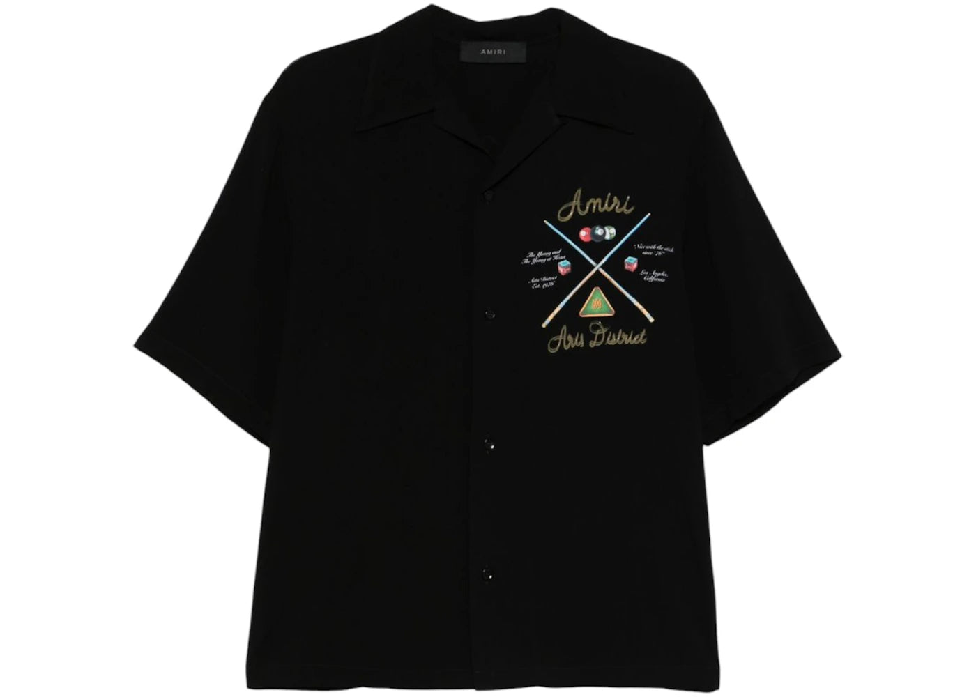 AMIRI Pool Cue Bowling Shirt Black