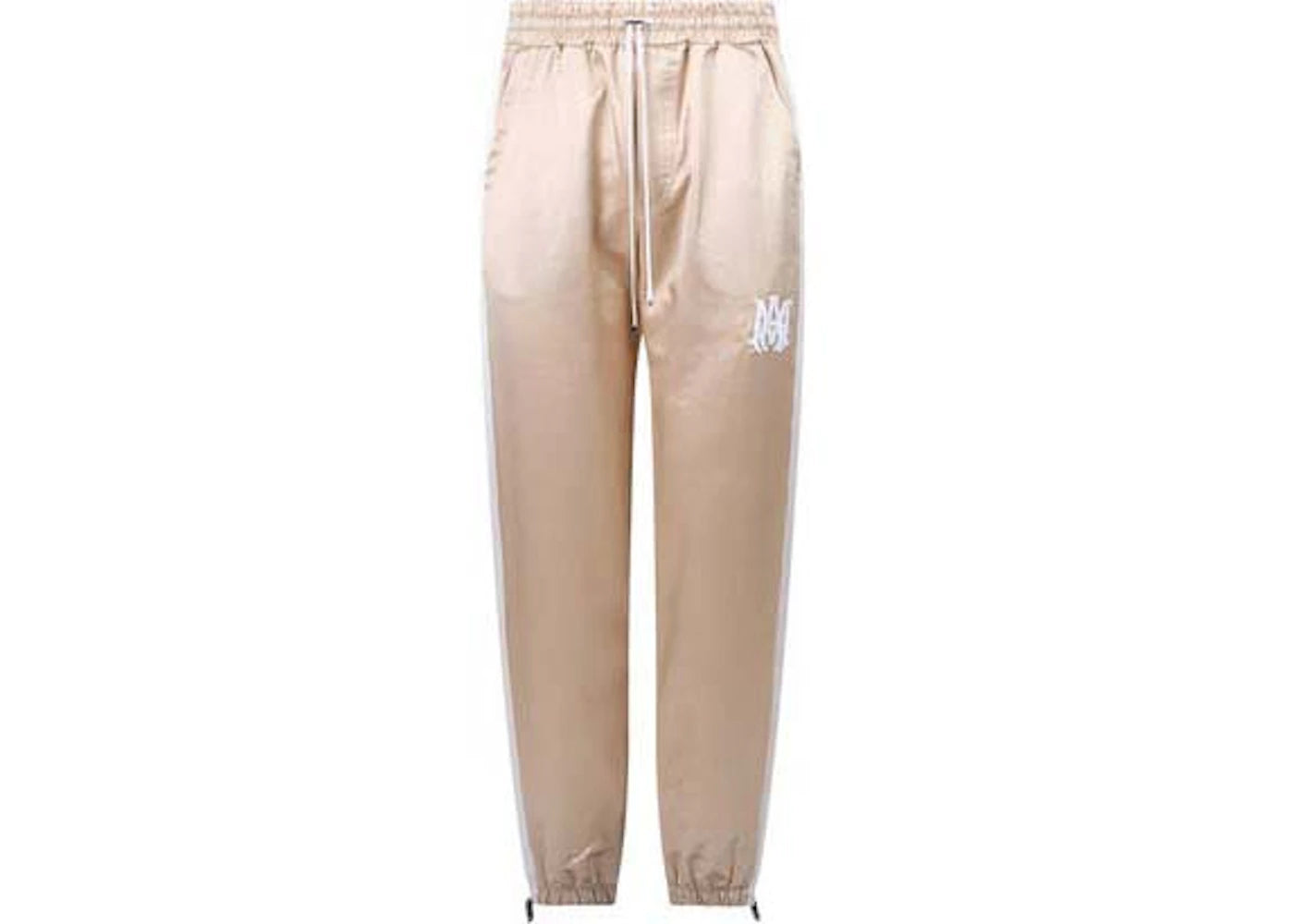 AMIRI Satin Finish Drawstring Trackpant Champagne/White