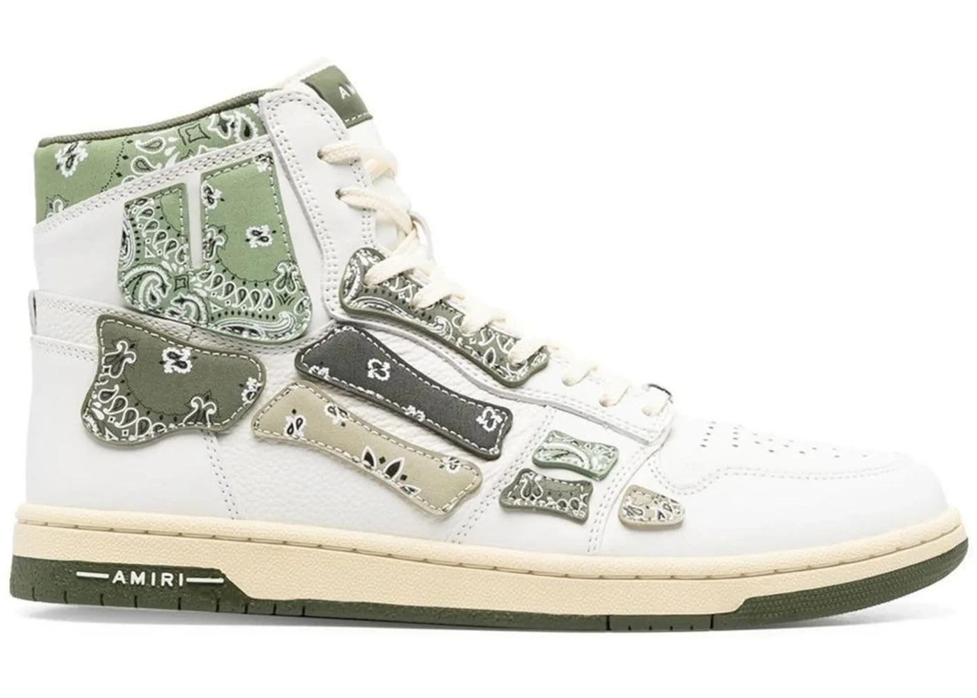 AMIRI Skel Top Hi Bandana White Olive