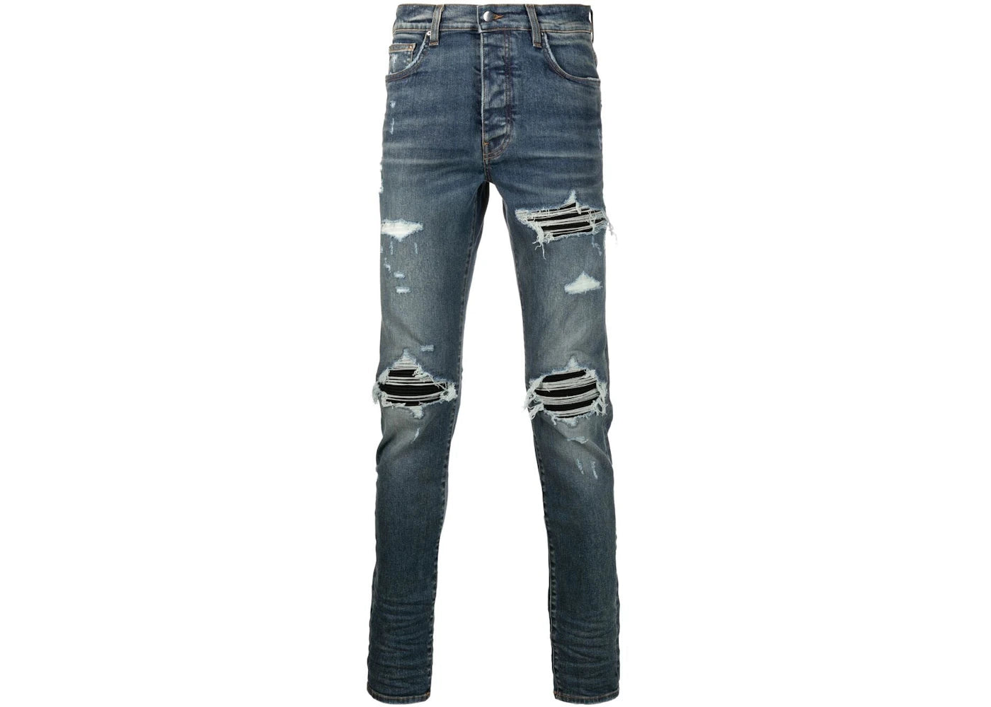 AMIRI Stonewashed Distressed Slim Cut Jeans Deep Classic Blue