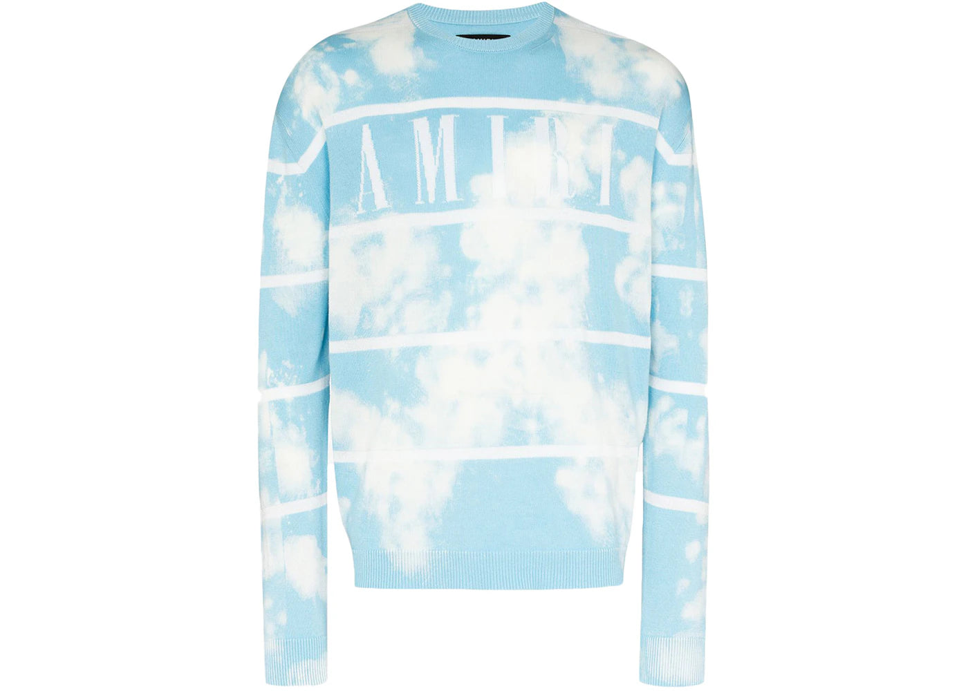 AMIRI Striped Cloud Knit Crew Sweater Light Blue