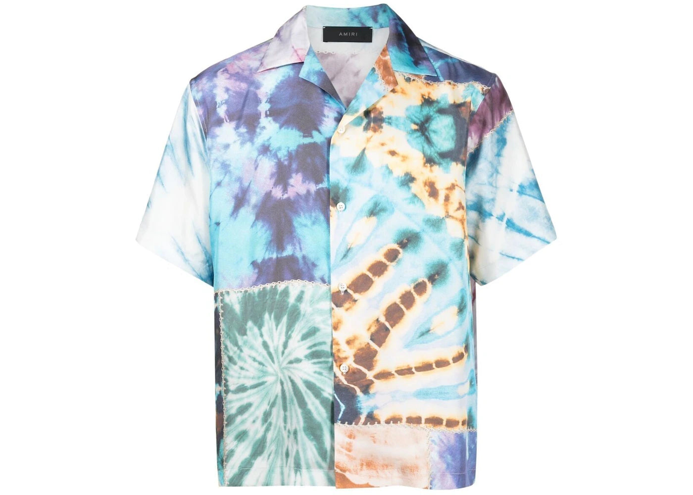 AMIRI Tie Dye Patchwork Silk Shirt Multicolor